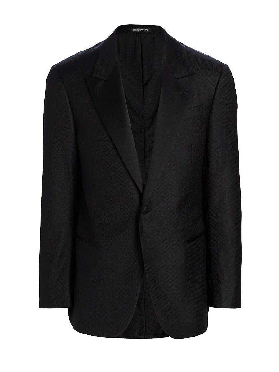 Men's Textured Wool Dinner Jacket - Black - Size 46