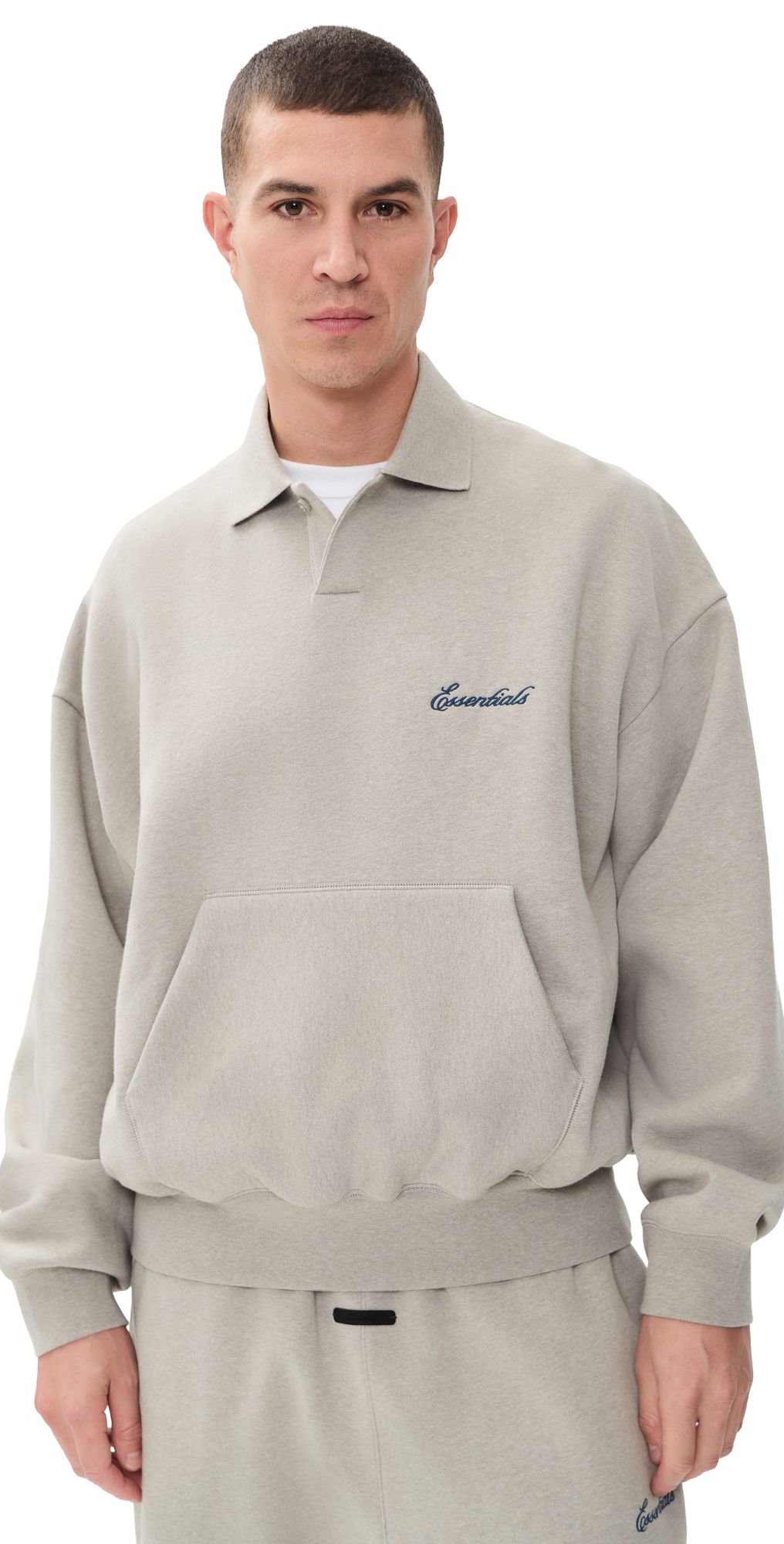 Fear of God Signature Classic Polo Sweatshirt Pyrite Heather XL