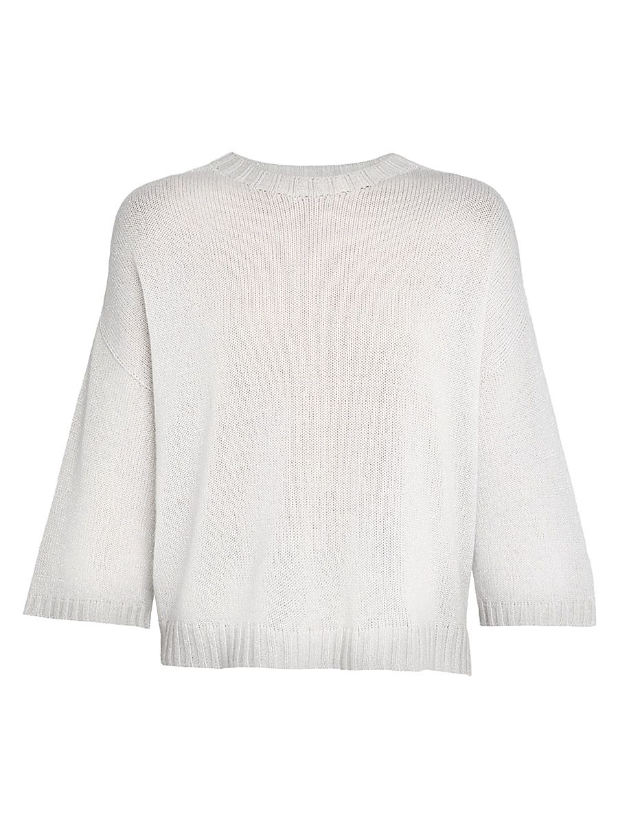 Women's Metallic Wool-Blend T-Shirt - Acqua - Size XL