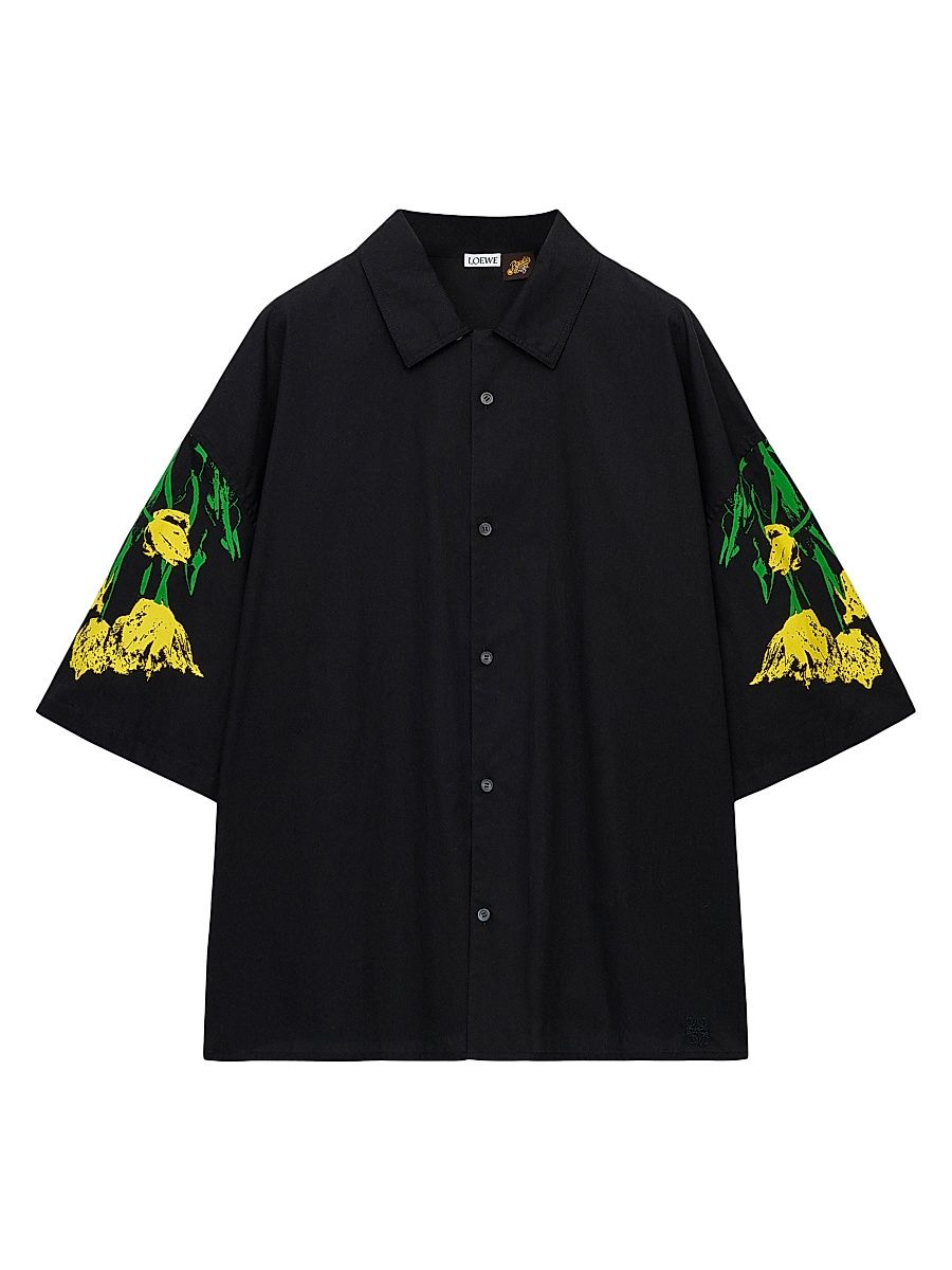 Men's LOEWE x Paula's Ibiza Tulip Short-Sleeve Shirt - Black - Size 34