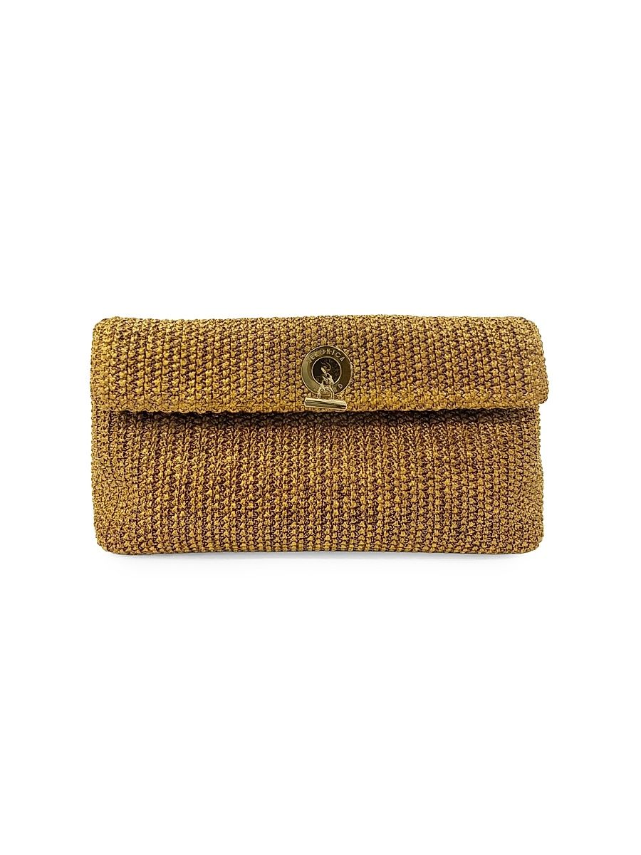 Women's Raffia Anchor Clutch - Gold