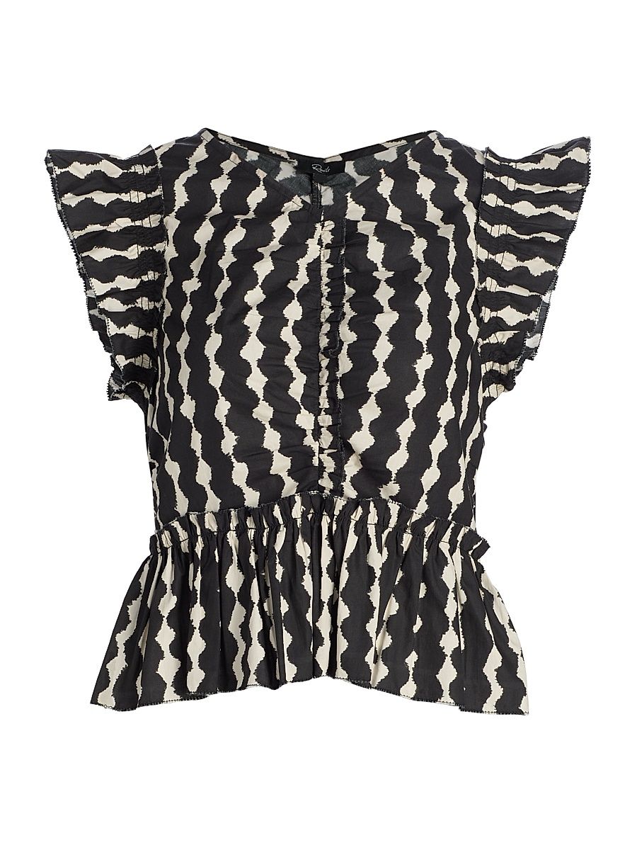 Women's Cali Geometric Flutter Top - Painted Noir - Size Small