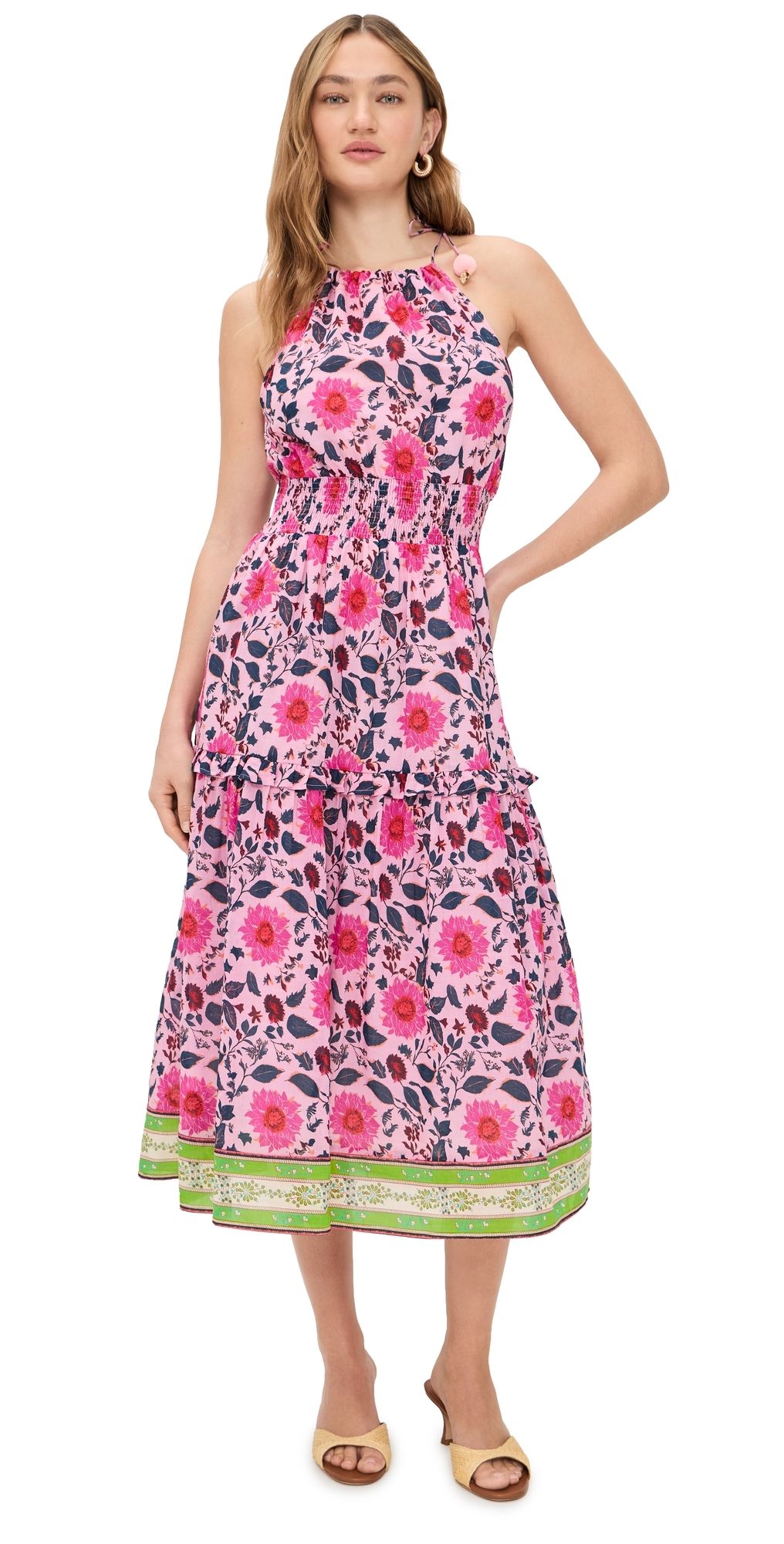 Bell Kelly Midi Dress Fuchsia/Teal Floral XS