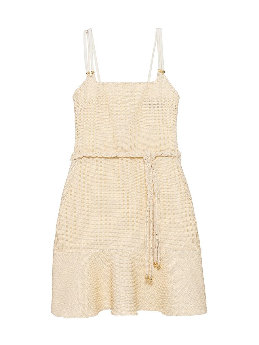 Women's Knit Braided Belt Minidress - Off White - Size 12