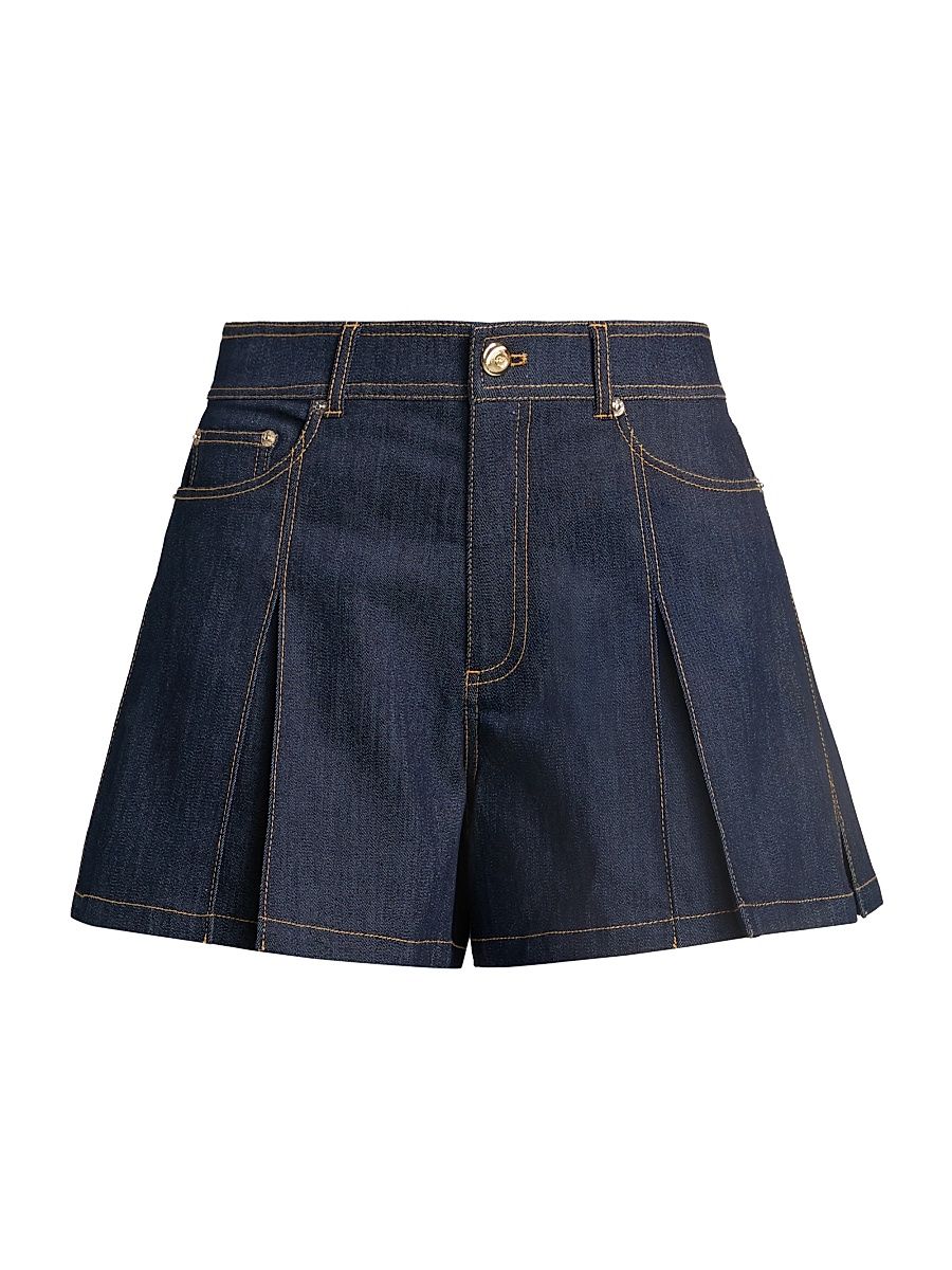 Women's Desi Pleated Denim Shorts - Indigo - Size 12