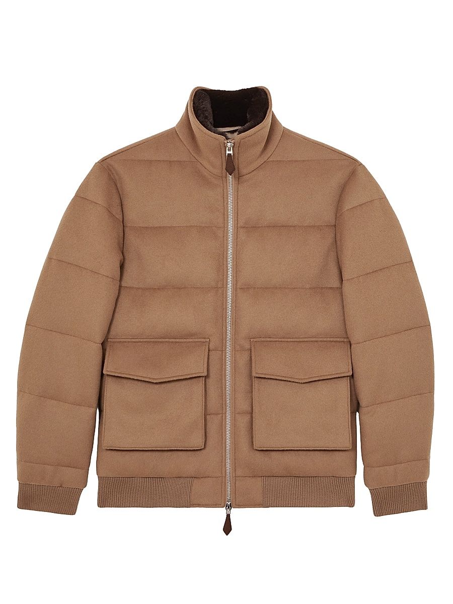 Men's Gerald Quilted Jacket - Light Brown - Size Large