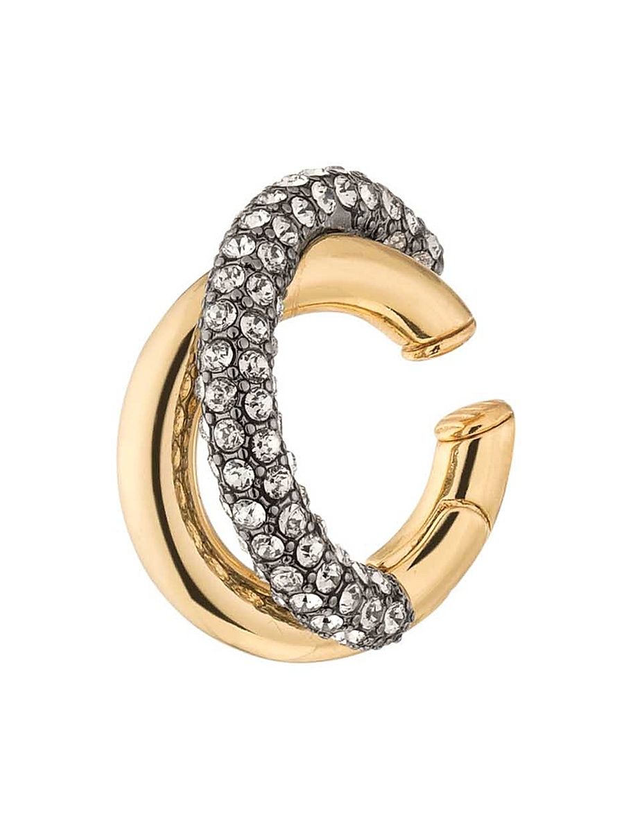 Women's Axis 12K-Gold-Plated, Rhodium-Plated & Glass Crystal Ear Cuff - Gold Gunmetal Crystal