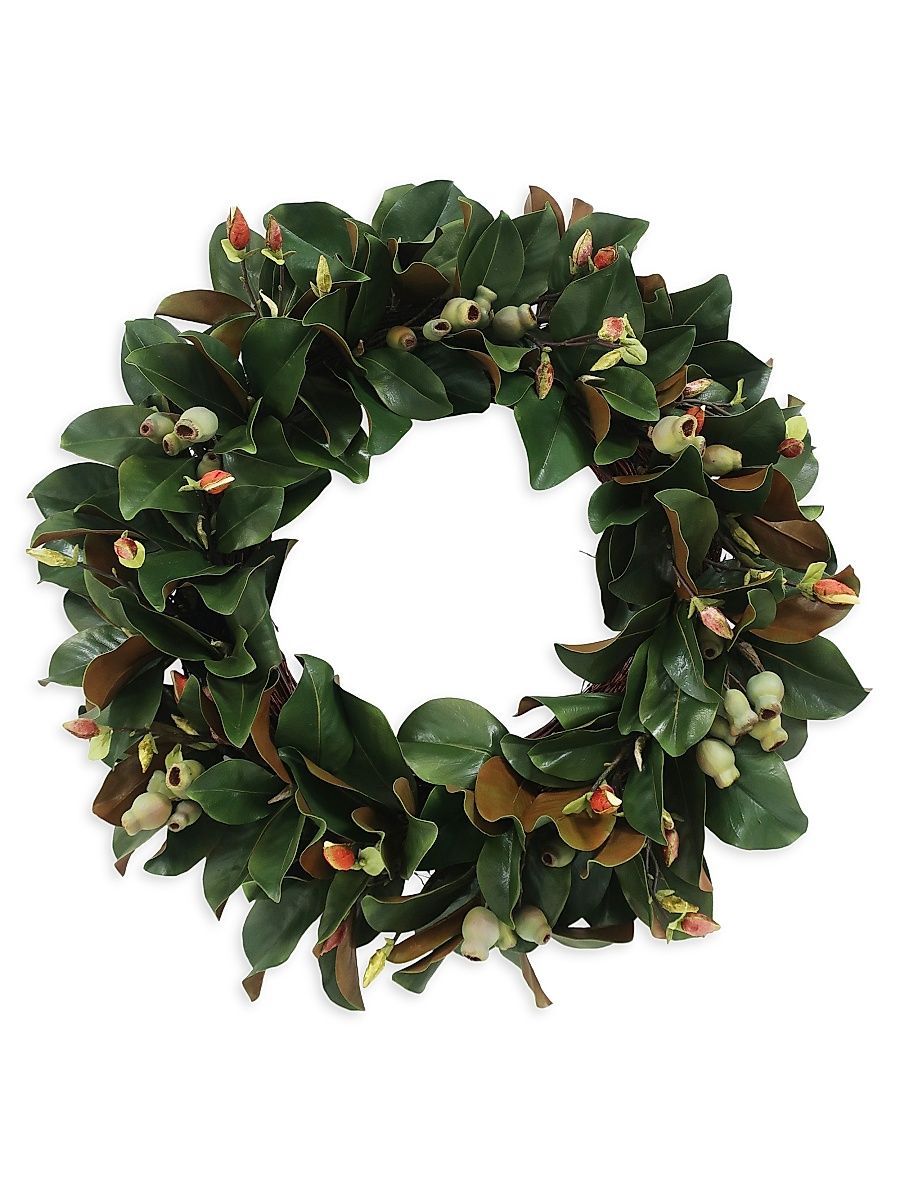 Everyday Newness Refresh Faux Magnolia Leaf Wreath - Green