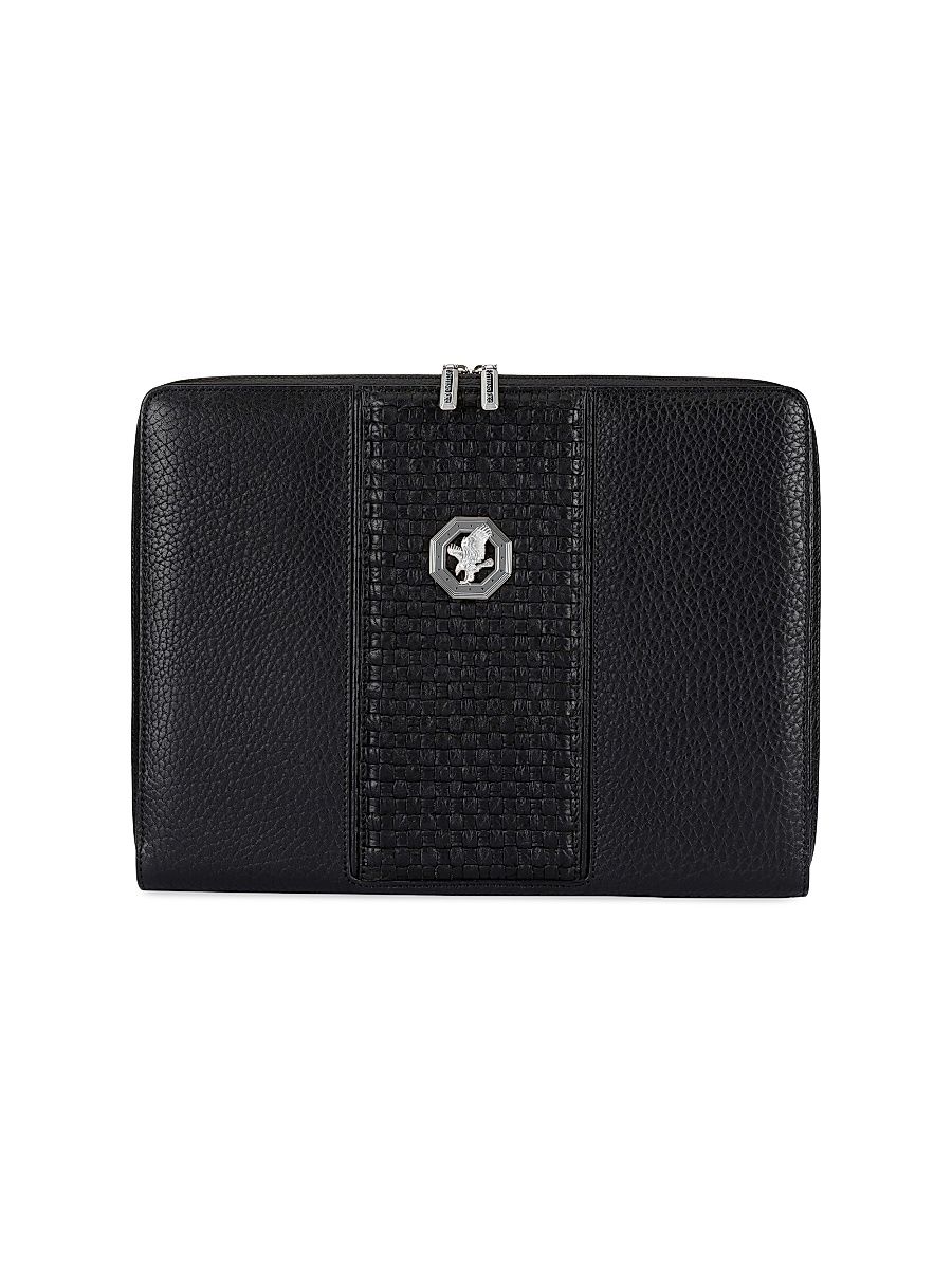 Men's Calfskin Leather Tablet Holder - Black