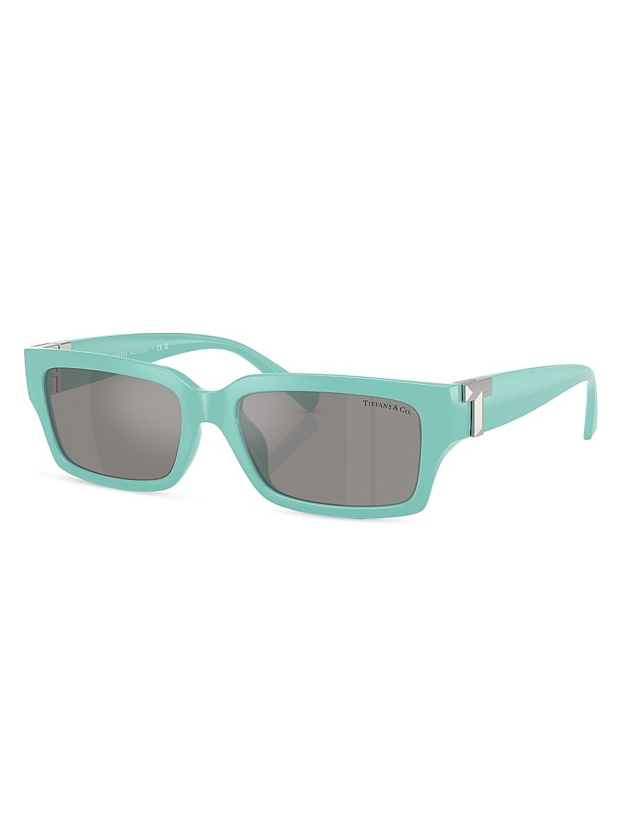 Women's Tiffany T 56MM Rectangular Sunglasses - Grey Tiffany Blue