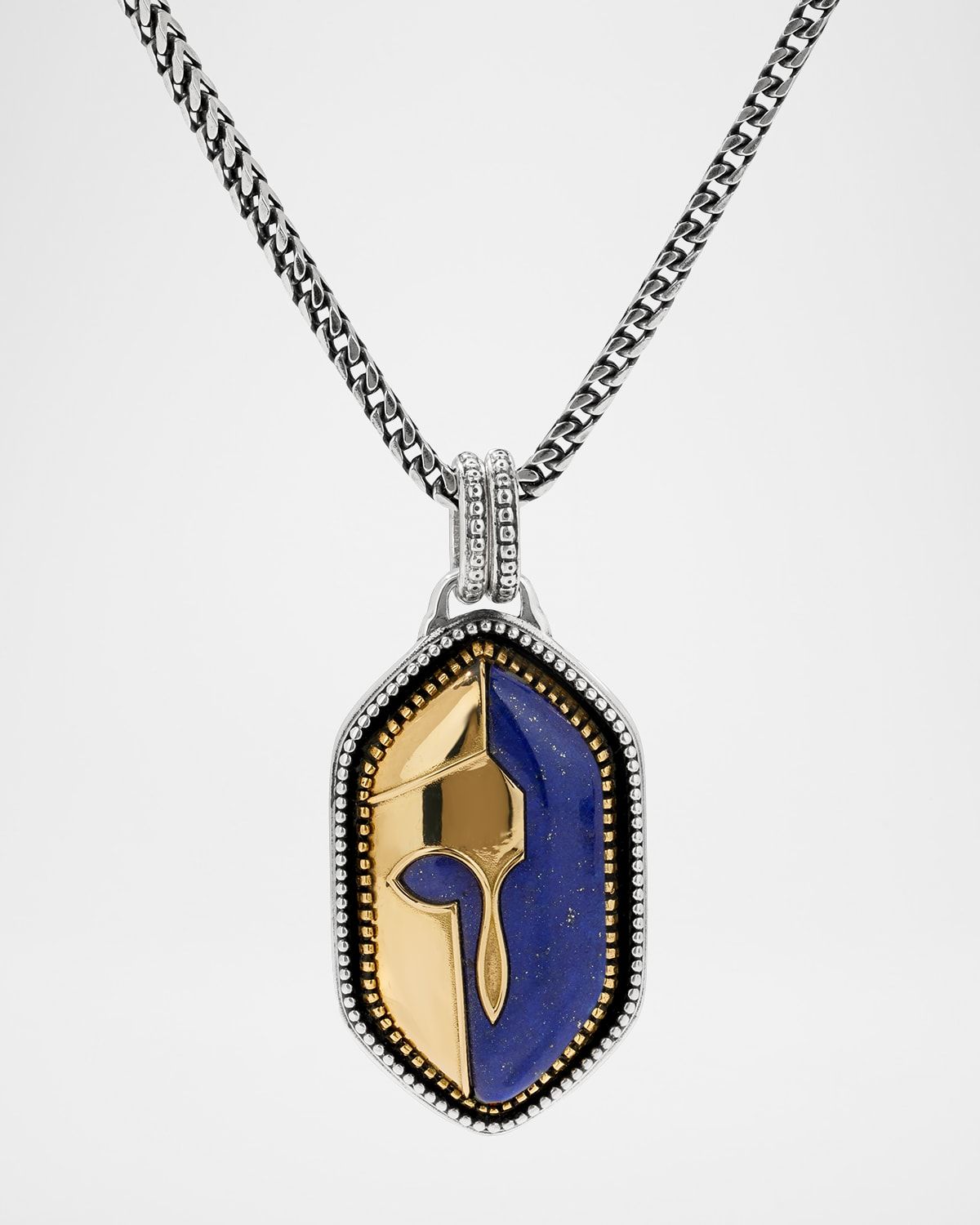 Men & apos;s Silver & Gold Freeform Pendant with Lapis
