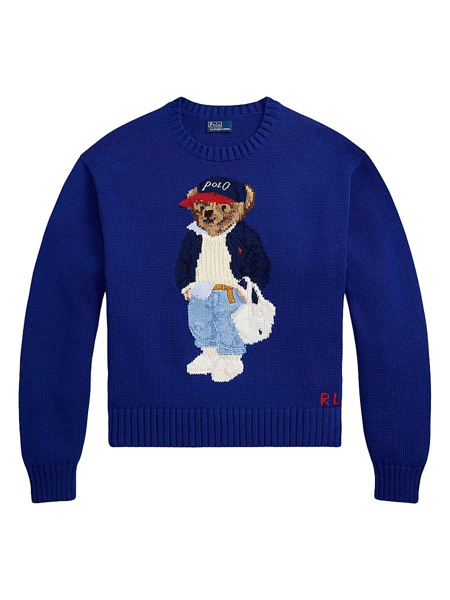 Women's Polo Bear Cotton Crewneck Sweater - Sporting Royal - Size XXL