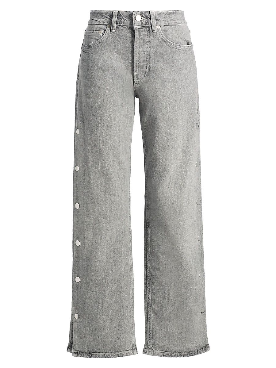Women's Del Mar Studded Straight-Leg Jeans - Stone Grey - Size 32