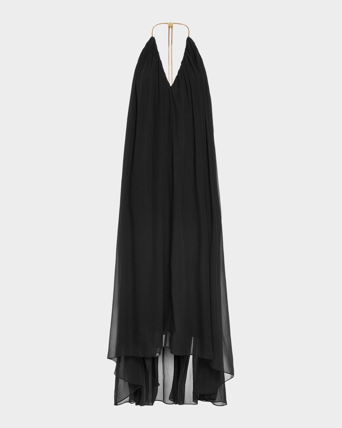 Rainn Backless Silk Chiffon Trapeze Gown