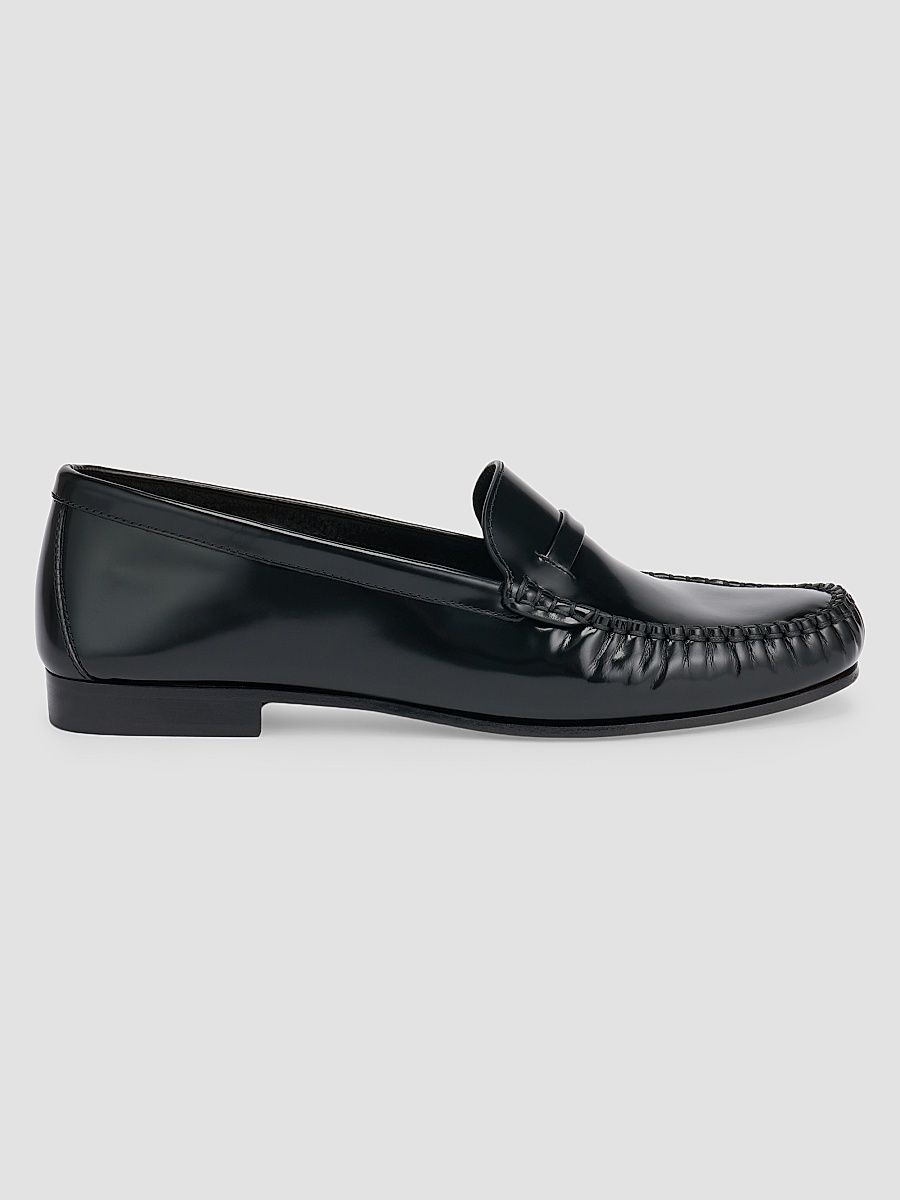 Women's Knightsbridge Leather Penny Loafers - Black - Size 12