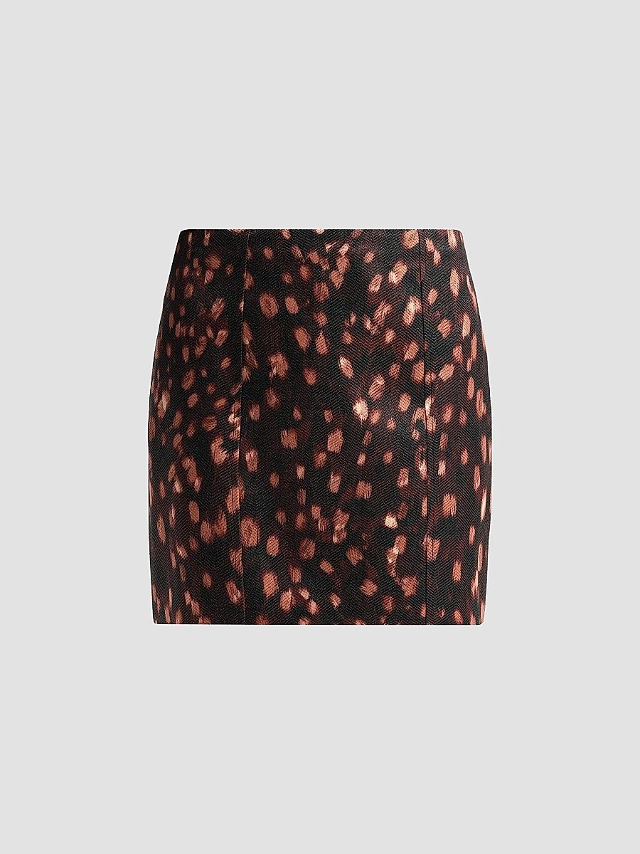 Women's Jaylene Chevron Jacquard Mini Skirt - Brown Black - Size 12