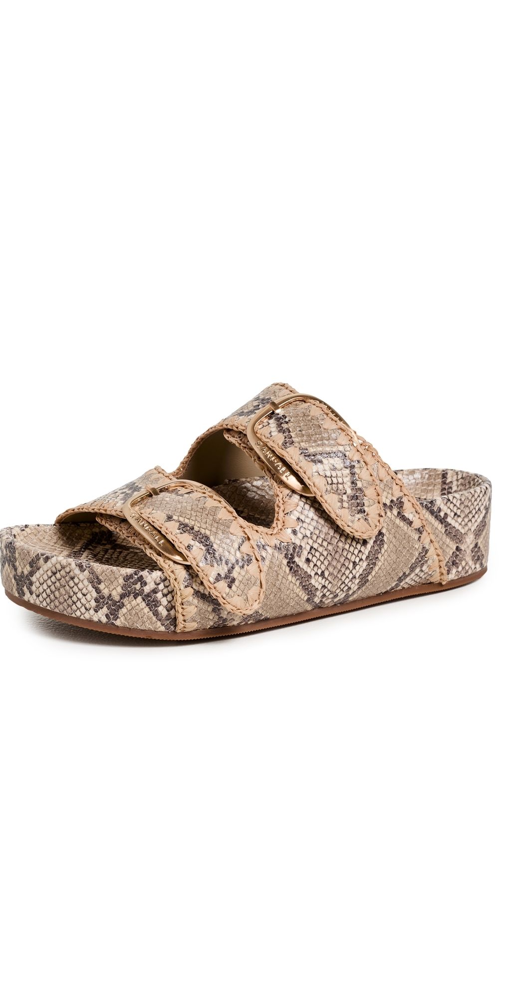 Loeffler Randall Nico Two Band Sandals Snake/Natural 9