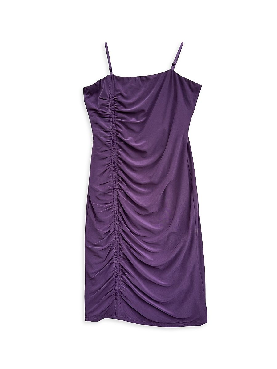 Girl's Ruched Dress - Plum - Size 16