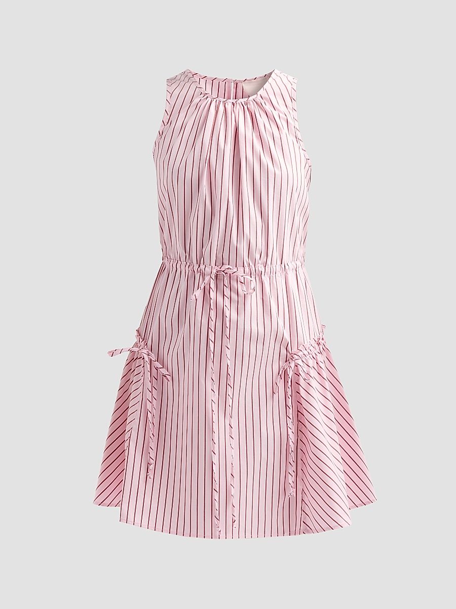 Women's Laylani Stripe Drawstring Minidress - Cotton Candy Crimson Plum - Size 16