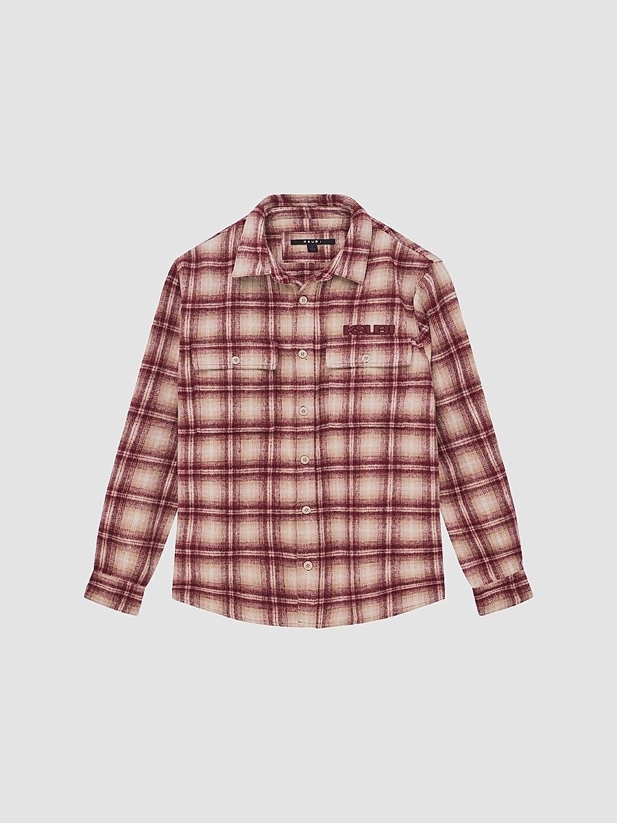 Men's Sott Rosebowl Plaid Flannel Shirt - Burgundy - Size XL