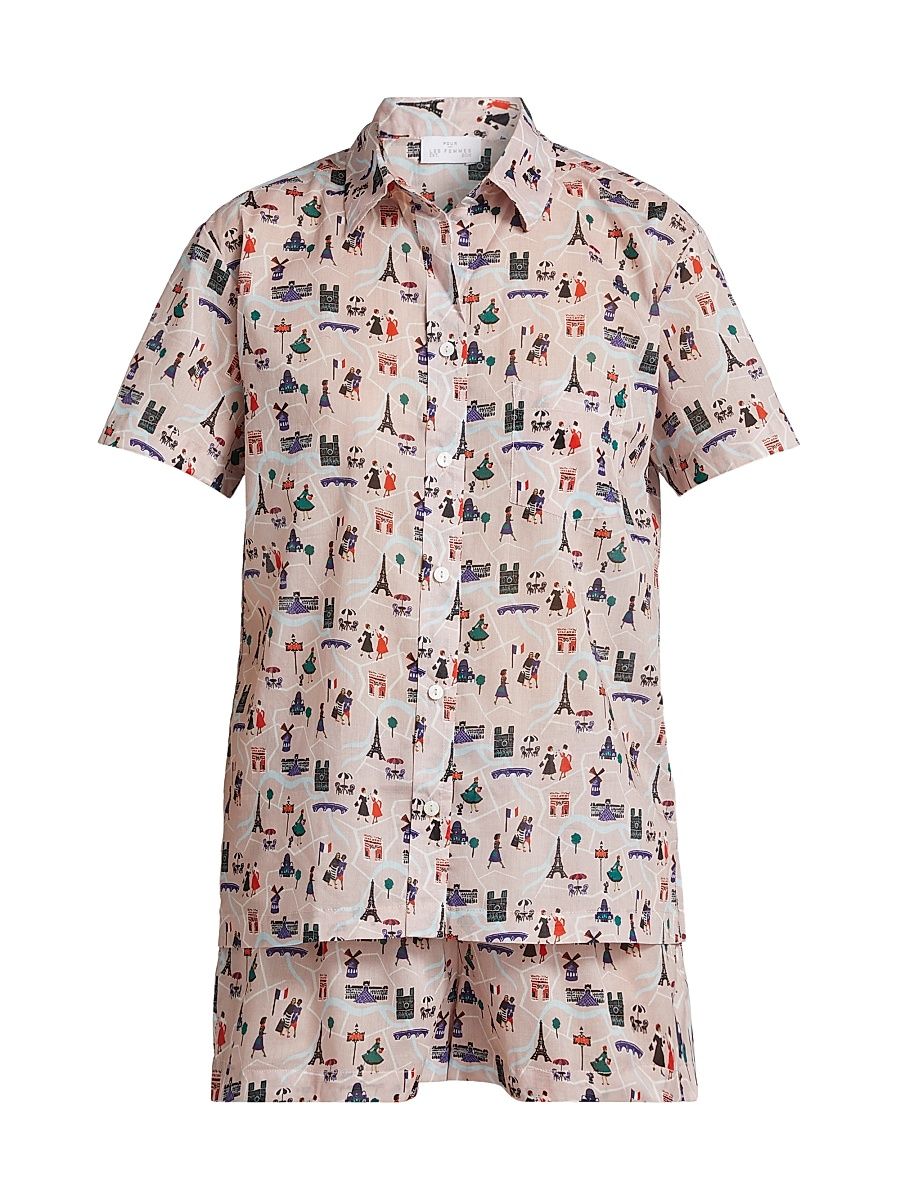 Women's Paris Cotton Short Pajamas - Paris Travel Series - Size XS