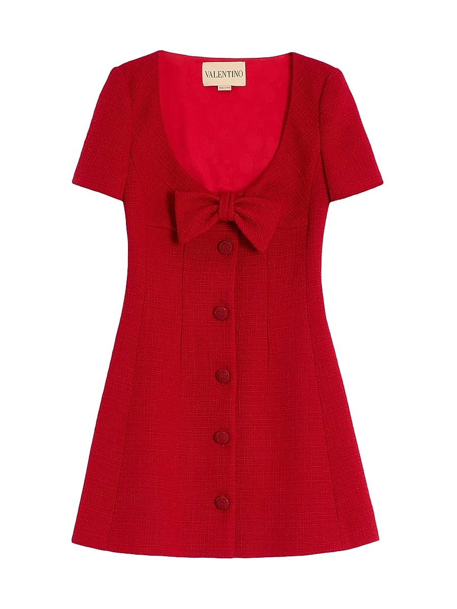 Women's Short Dress in Plain Wool Tweed - Paris - Size 8