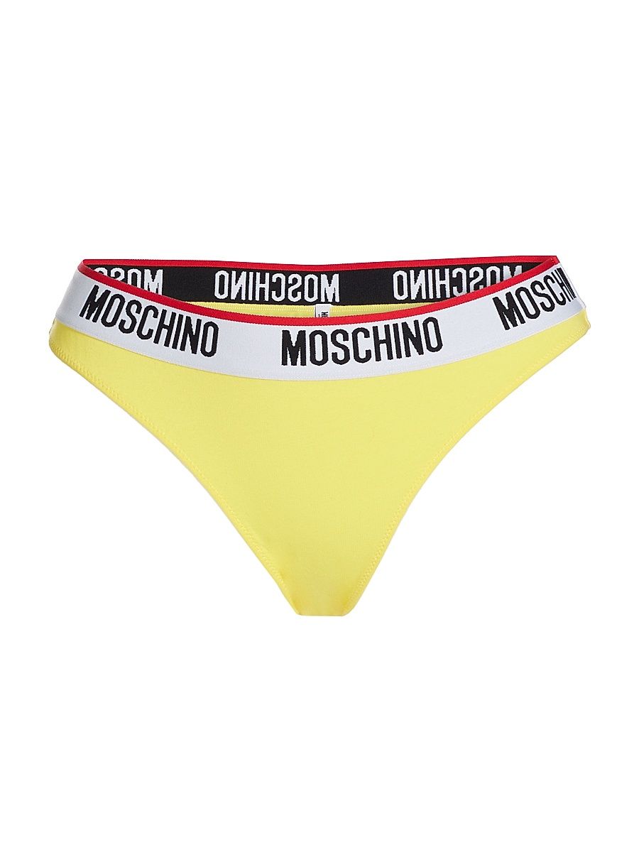 Women's Donna Logo-Detailed Thong Bikini Bottoms - Yellow - Size Medium