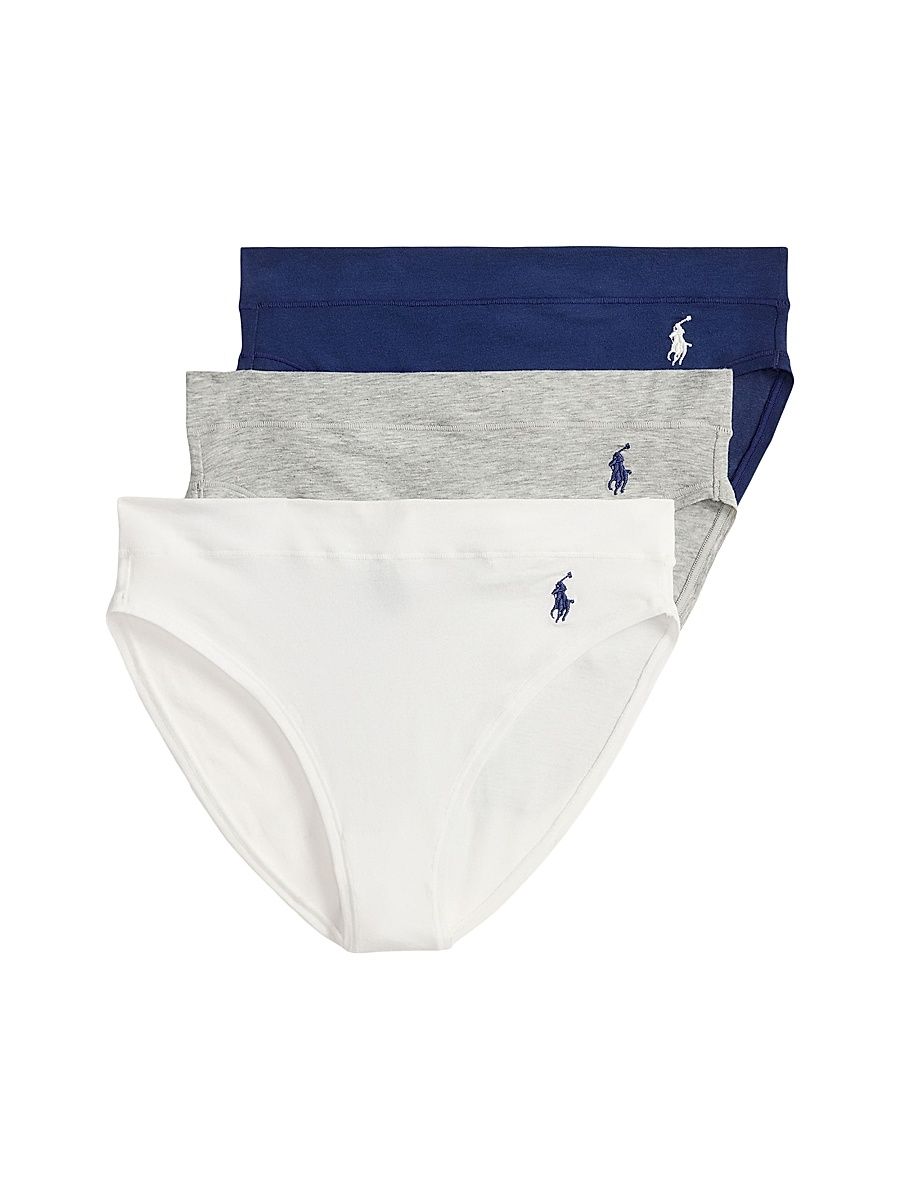 Women's Club Cotton 3-Pack Brief Set - White Grey Navy - Size XS