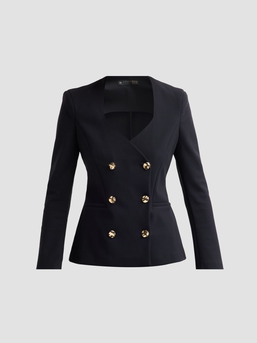 Chiara Boni La Petite Robe Women's Hester Double-Breasted Blazer - Black - Size 10