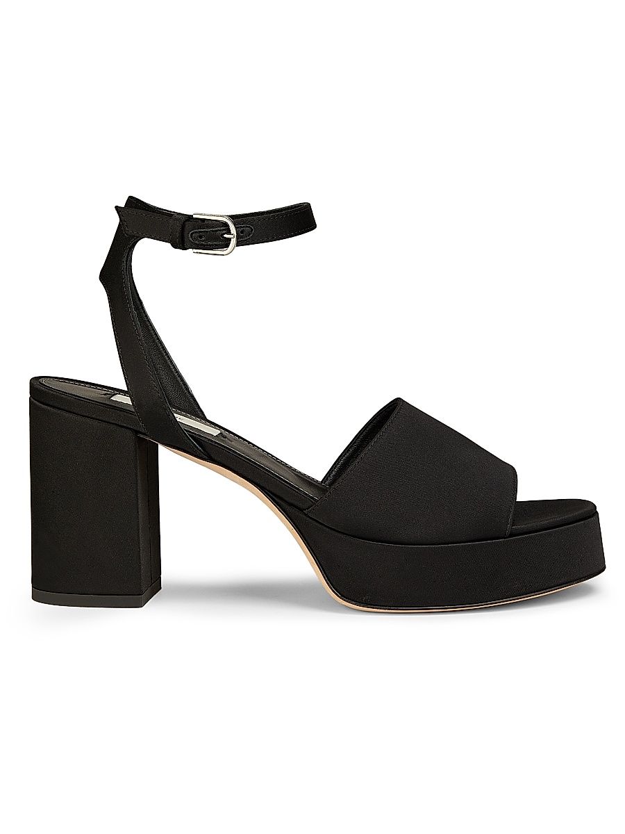 Women's 100MM Satin Platform Sandals - Black - Size 12