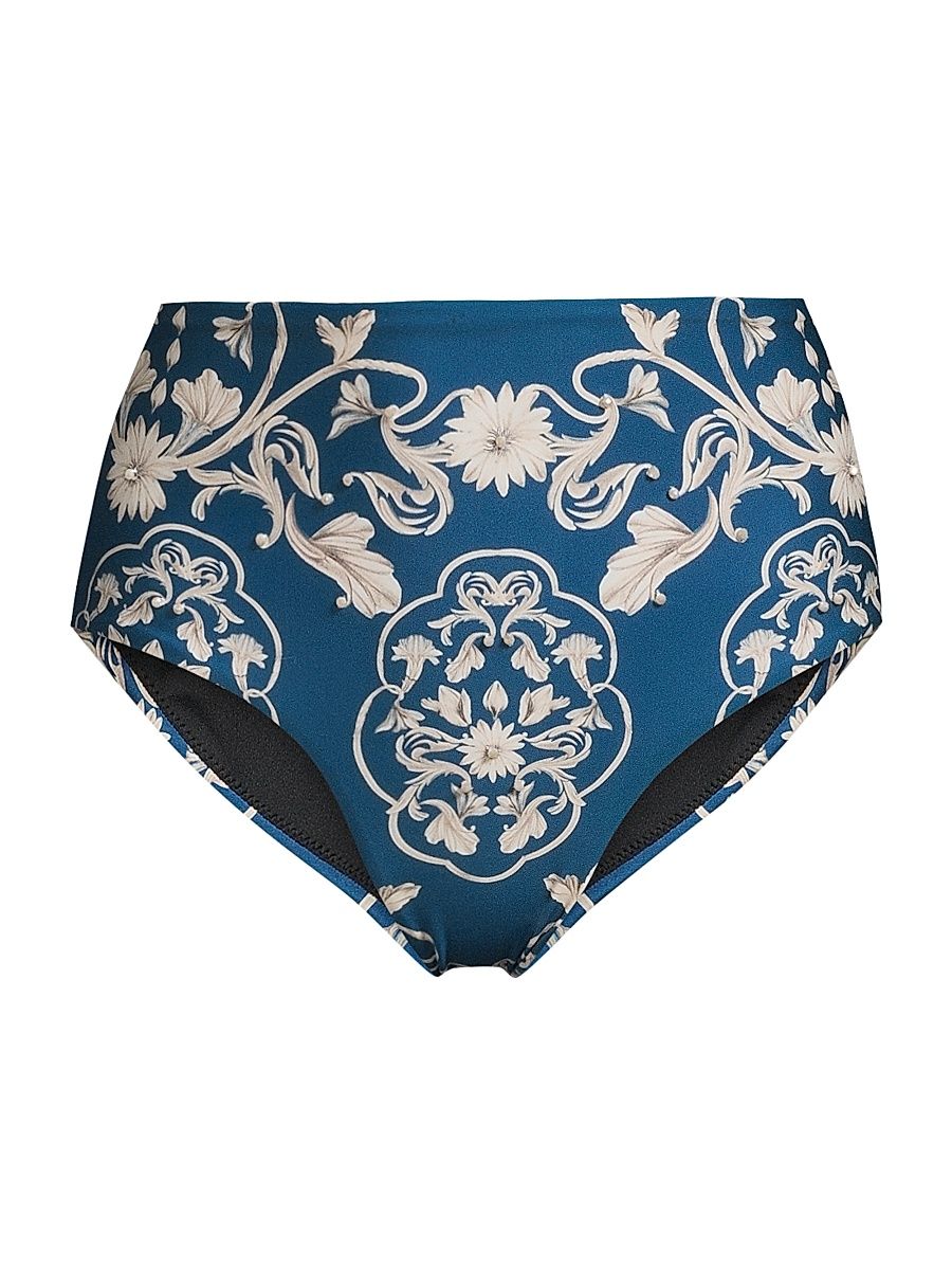 Women's Magenta Ribbons High-Waisted Bikini Bottom - Size Small