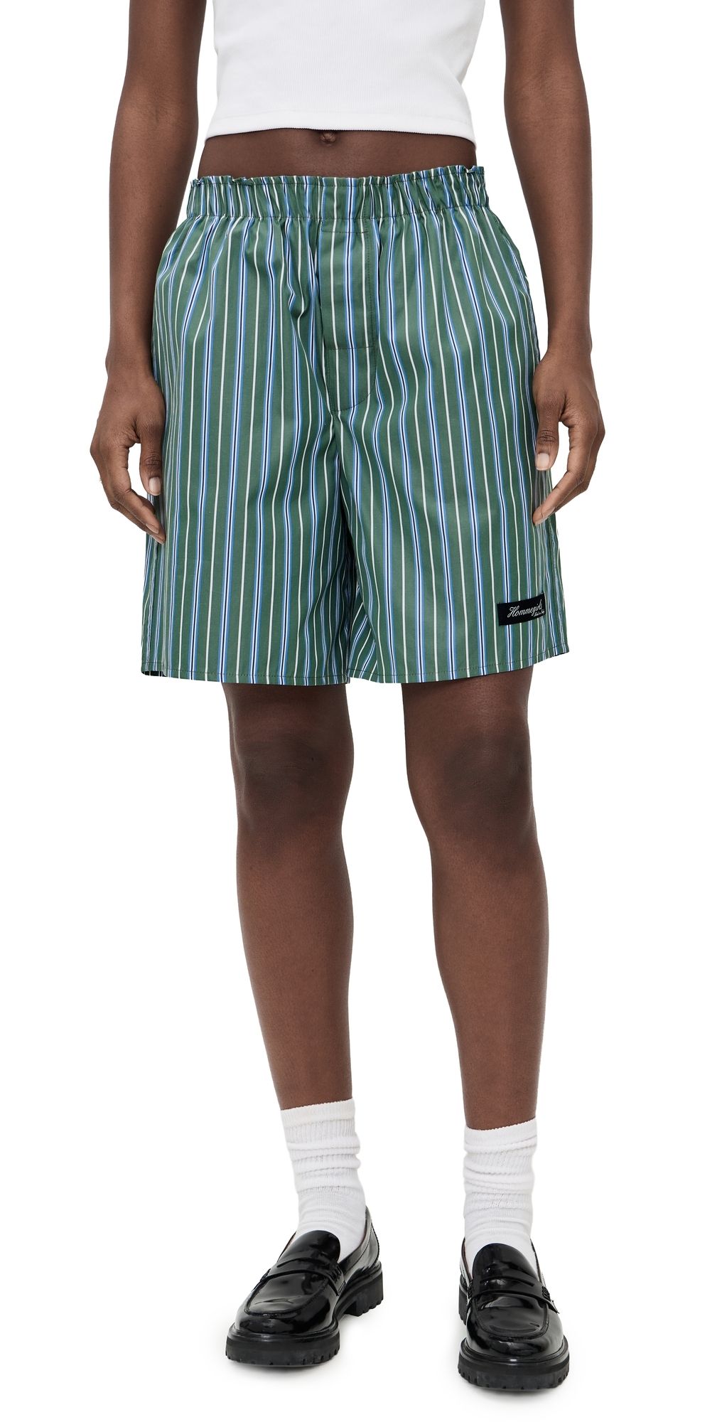 HOMMEGIRLS Long Boxer Shorts Green Porto Stripe S