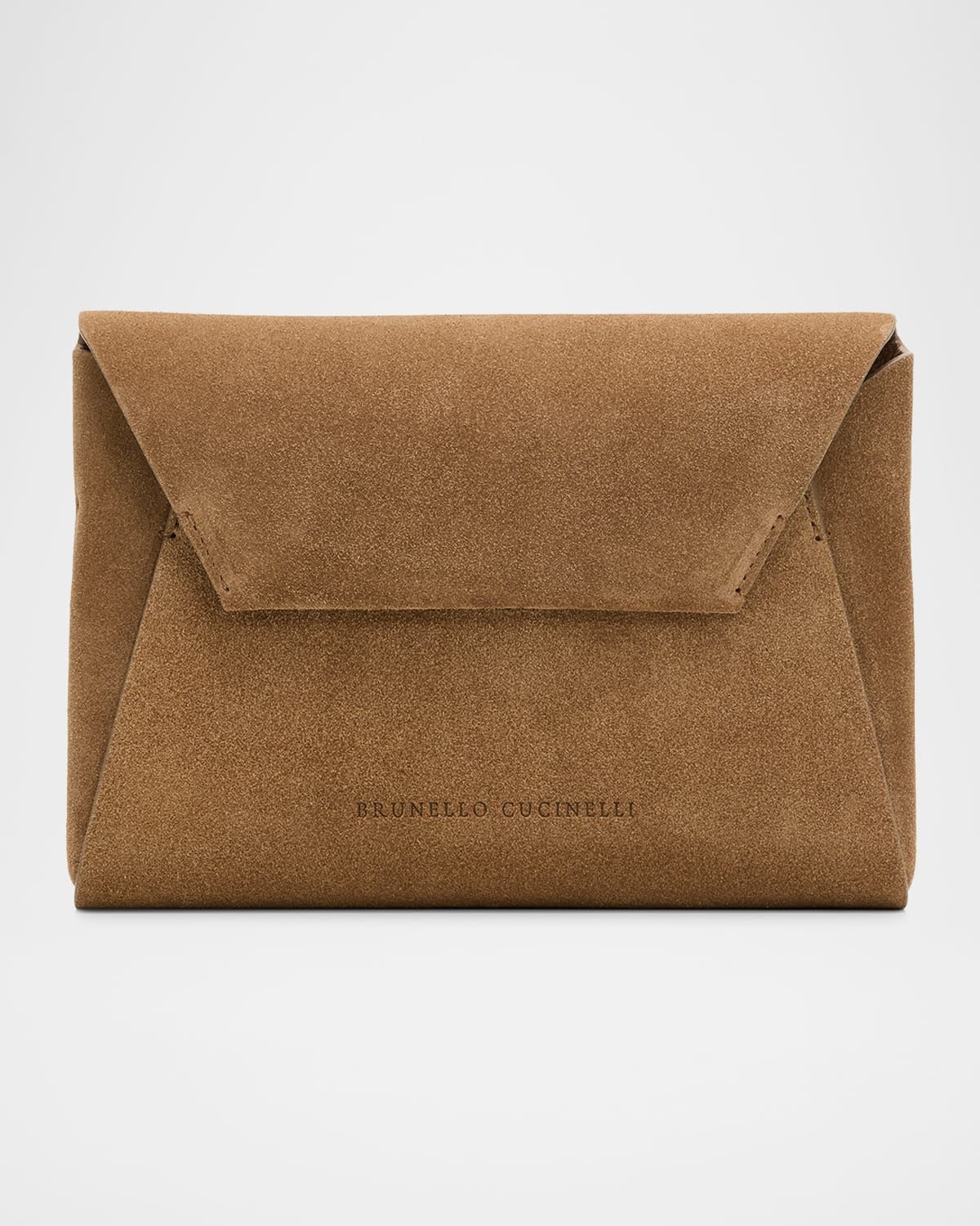 Suede Envelope Pochette Clutch Bag