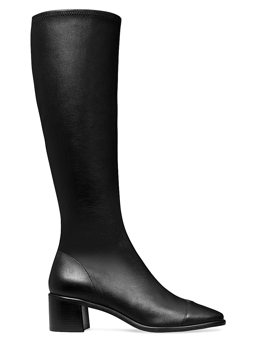 Women's Cap-Toe 55MM Leather Knee-High Boots - Perfect Black - Size 7