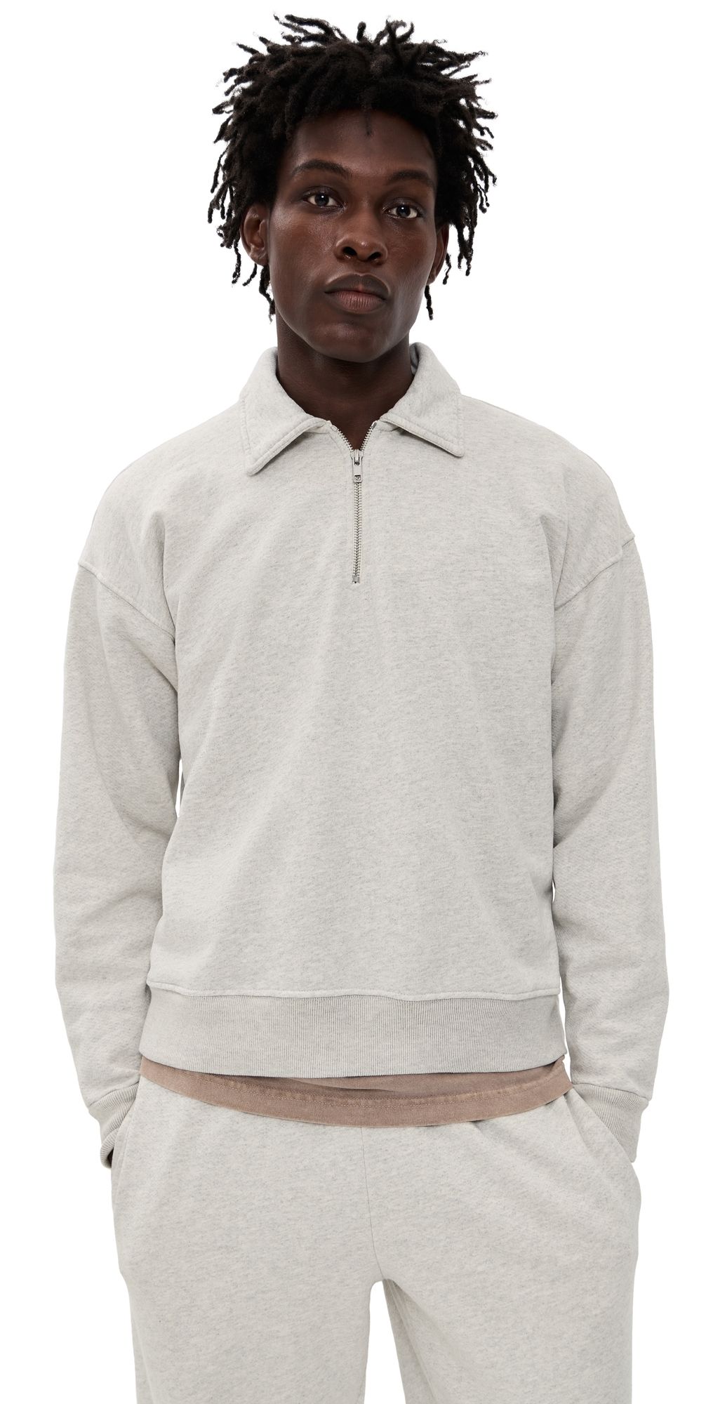ASHER Claude Heather Ash Quarter Zip Heather Ash XL
