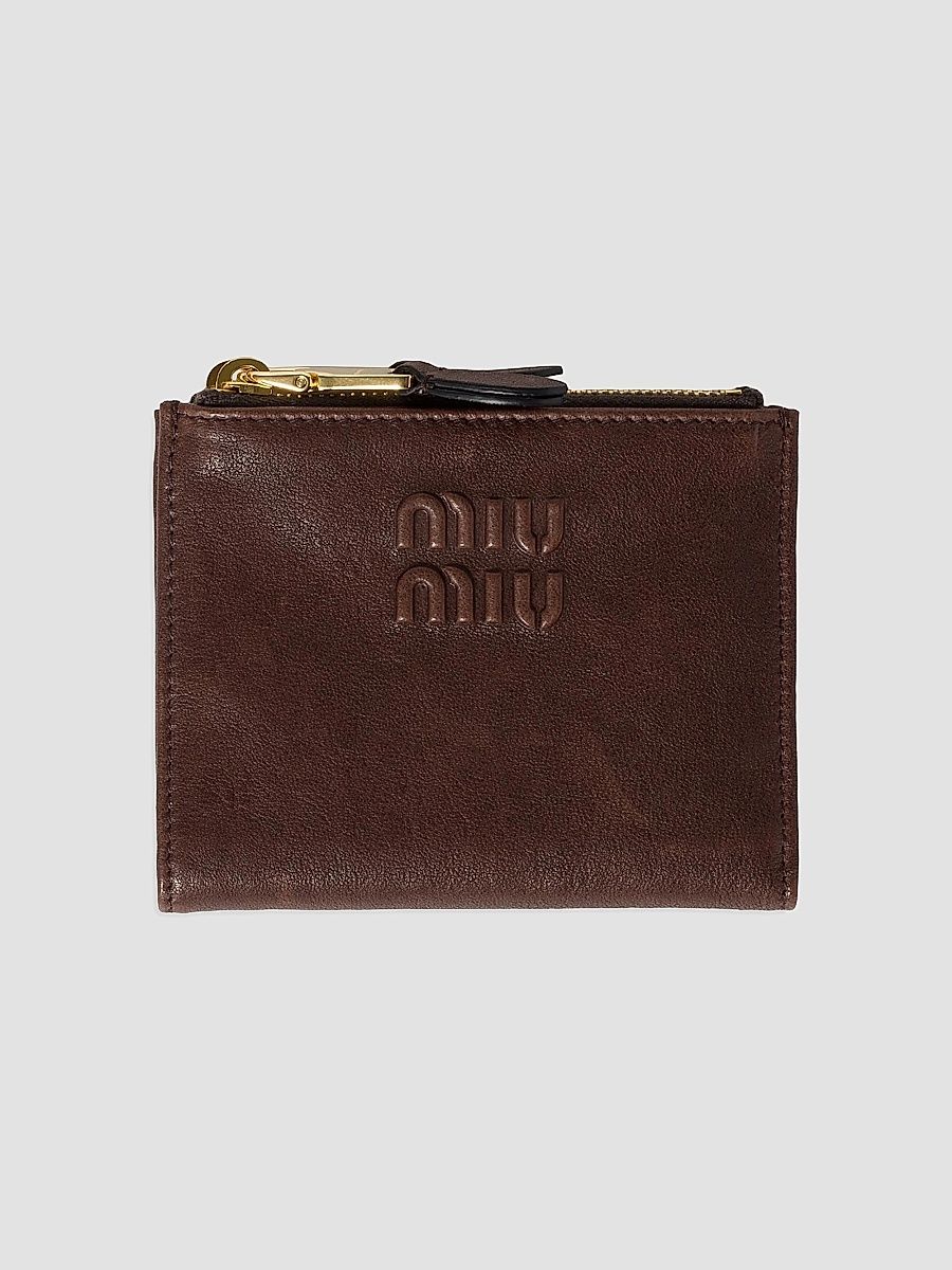 Miu Miu Women's Small Nappa Leather Wallet - Dark Brown