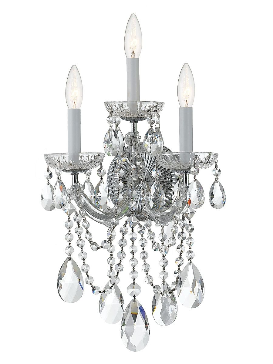 Maria Theresa 3-Light Glass & Crystal Wall Sconce - Chrome