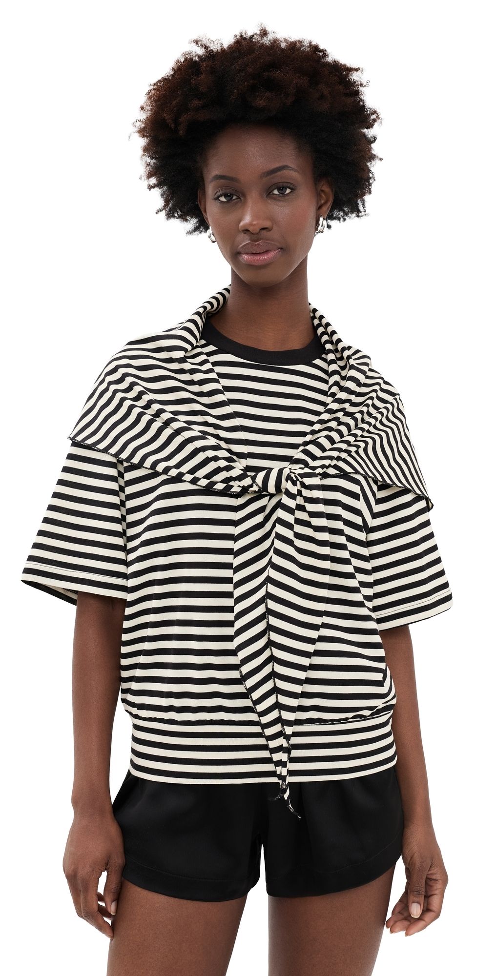 Lioness Olsen Short Sleeve Top Onyx Stripe XXS