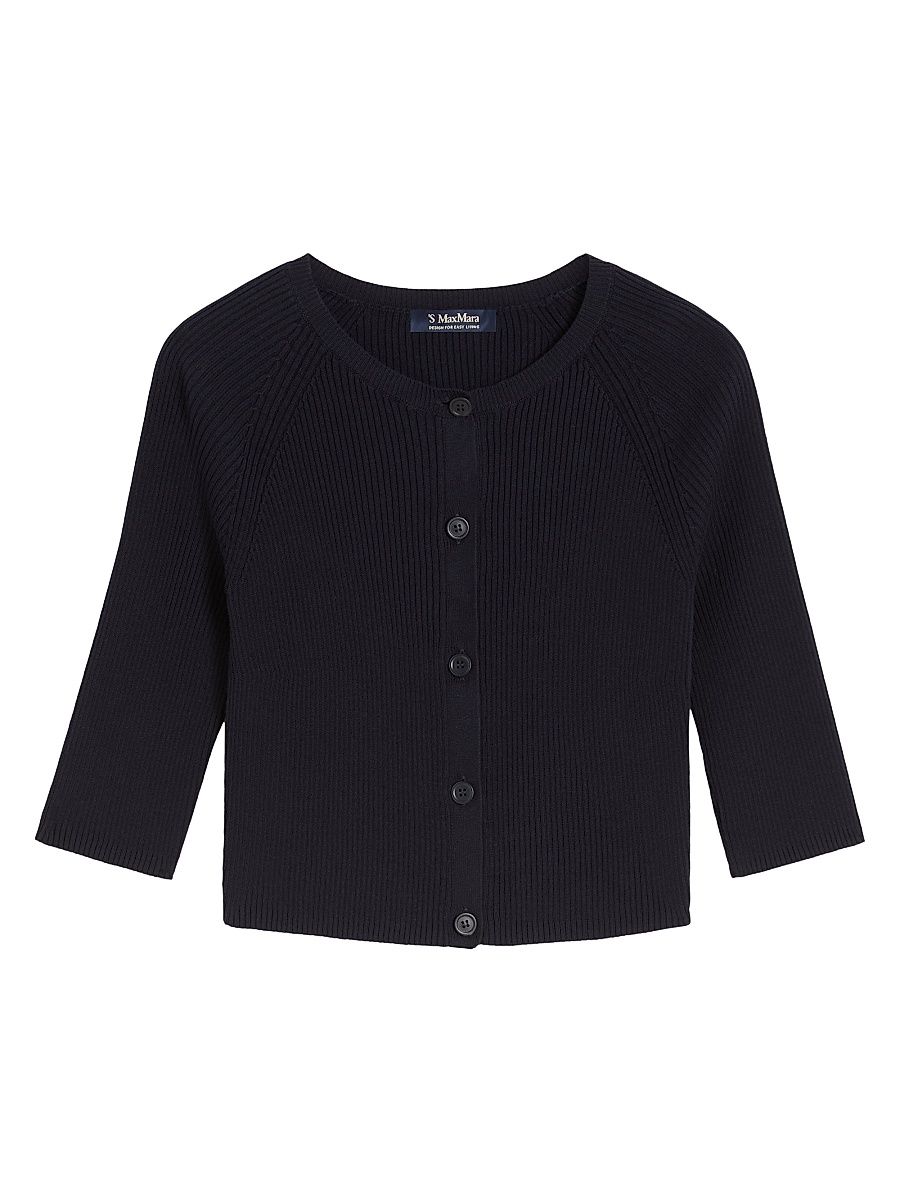 Women's Cropped Cotton Cardigan - Ultramarine - Size XL