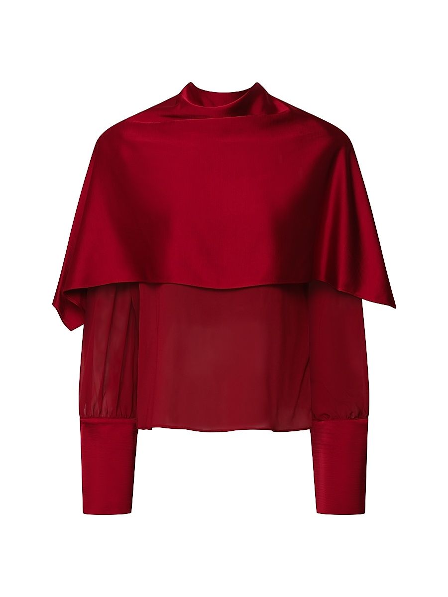 Women's Aurelia Satin Cowlneck Top - Lipstick Red - Size 12