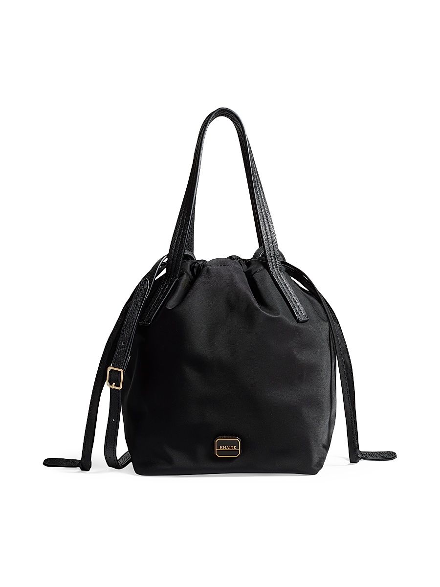 Women's Rory Nylon & Leather Drawstring Bag - Black