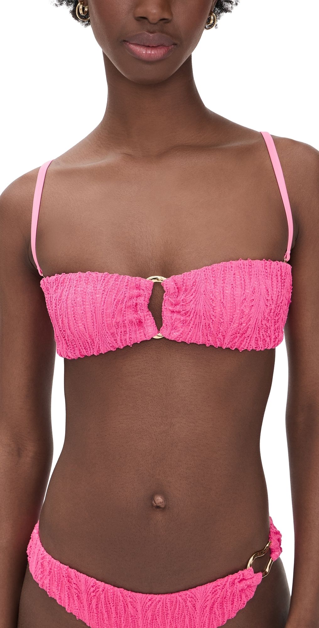 Peixoto Talia Bikini Top Pink Weave L