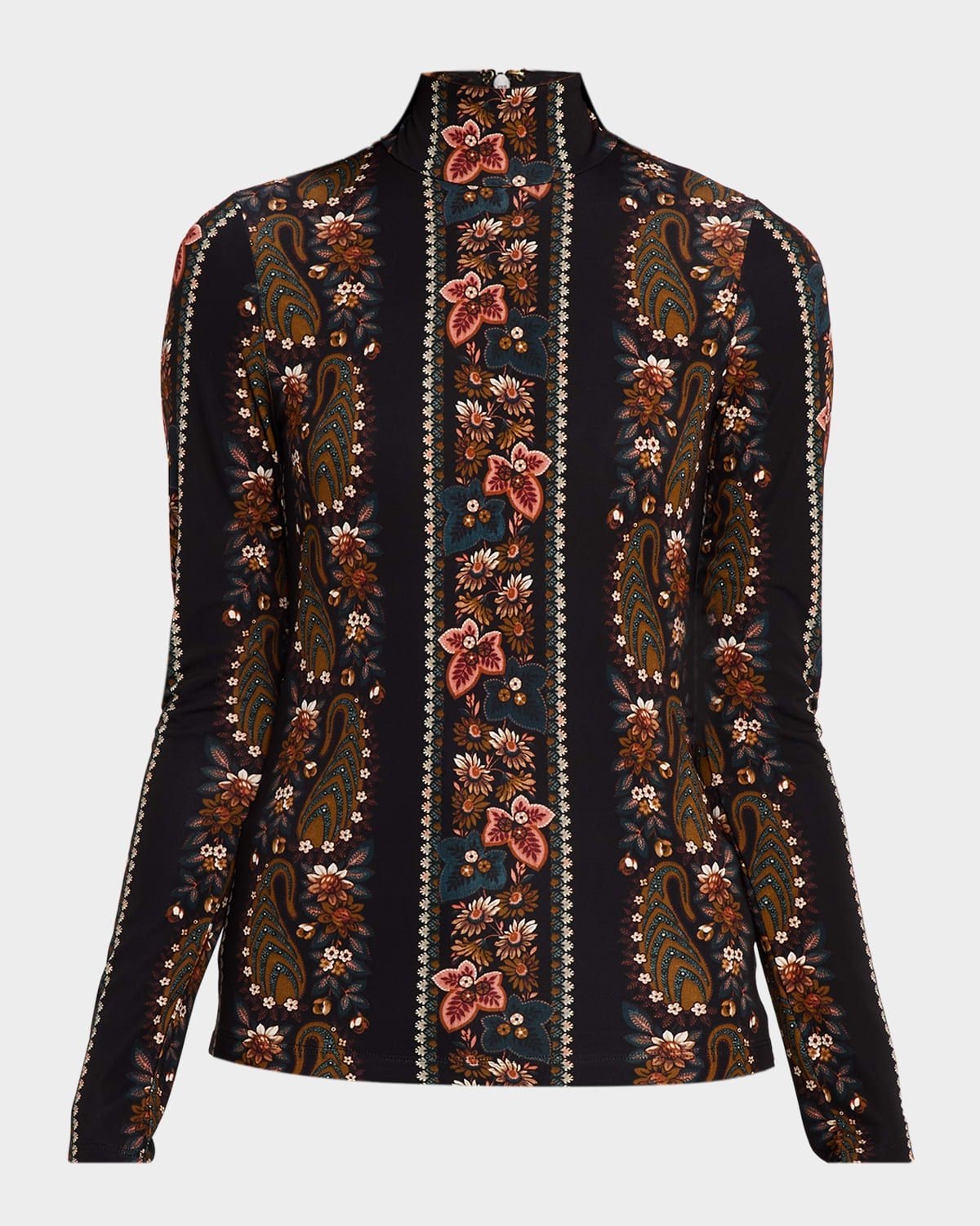 Suzie Moody Floral Long-Sleeve Turtleneck Top