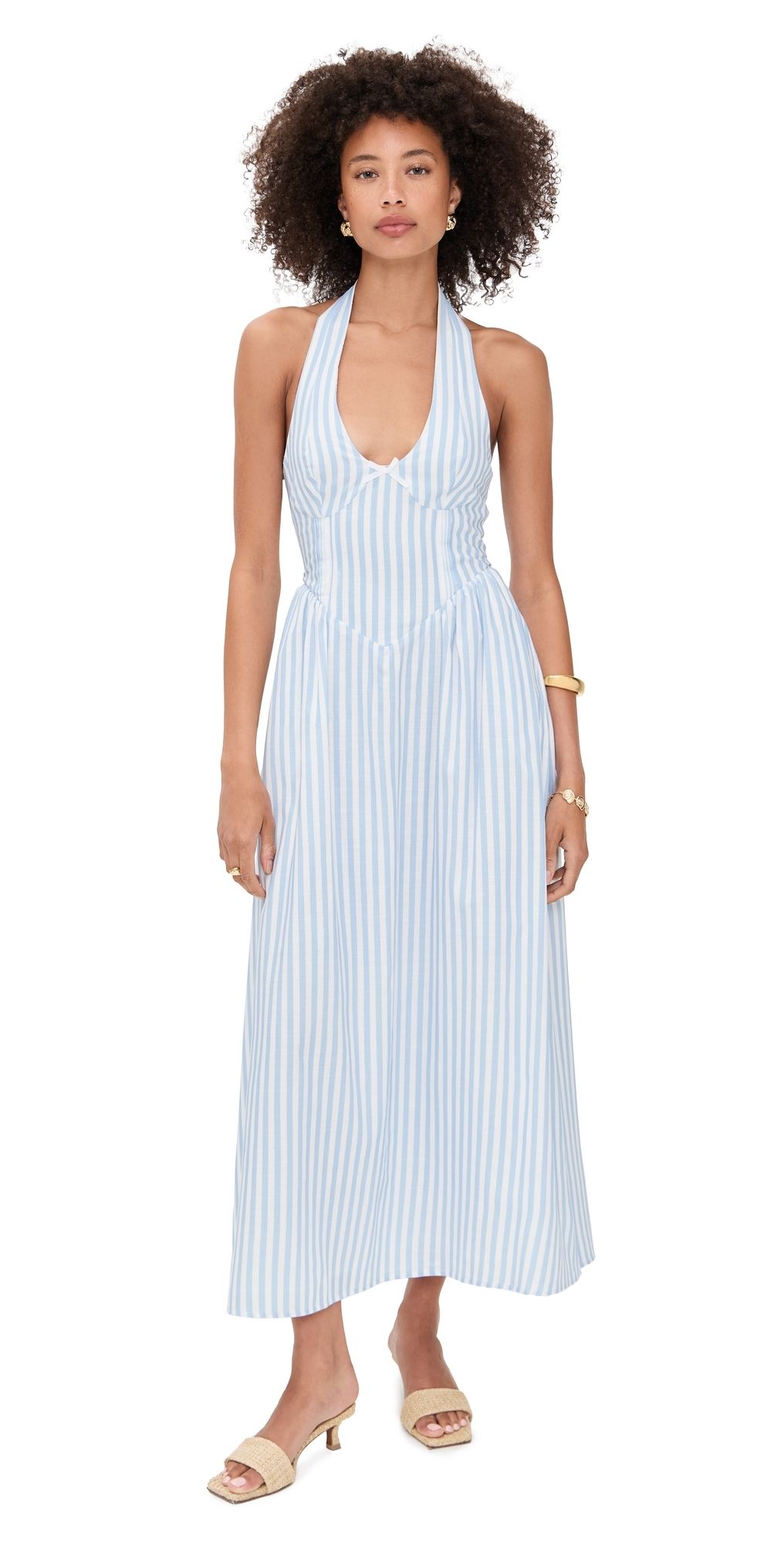 Seven Wonders Calianna Midi Dress Sky Blue Stripe XL