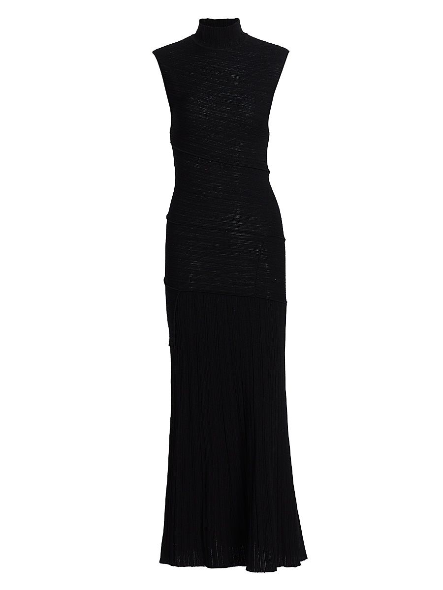 Women's Federica Micro Pleat Midi-Dress - Black - Size XL