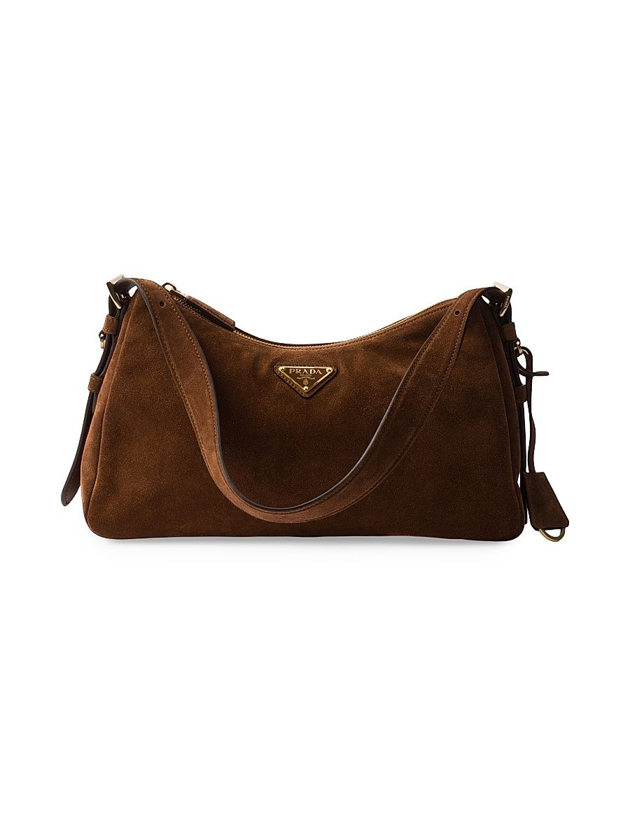 Women's Aimée Medium Suede Shoulder Bag - Dark Brown