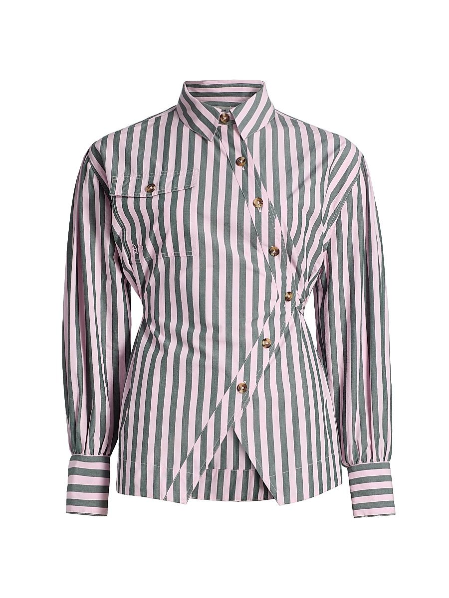 Women's Lux Stripe Wrap Shirt - Size 4