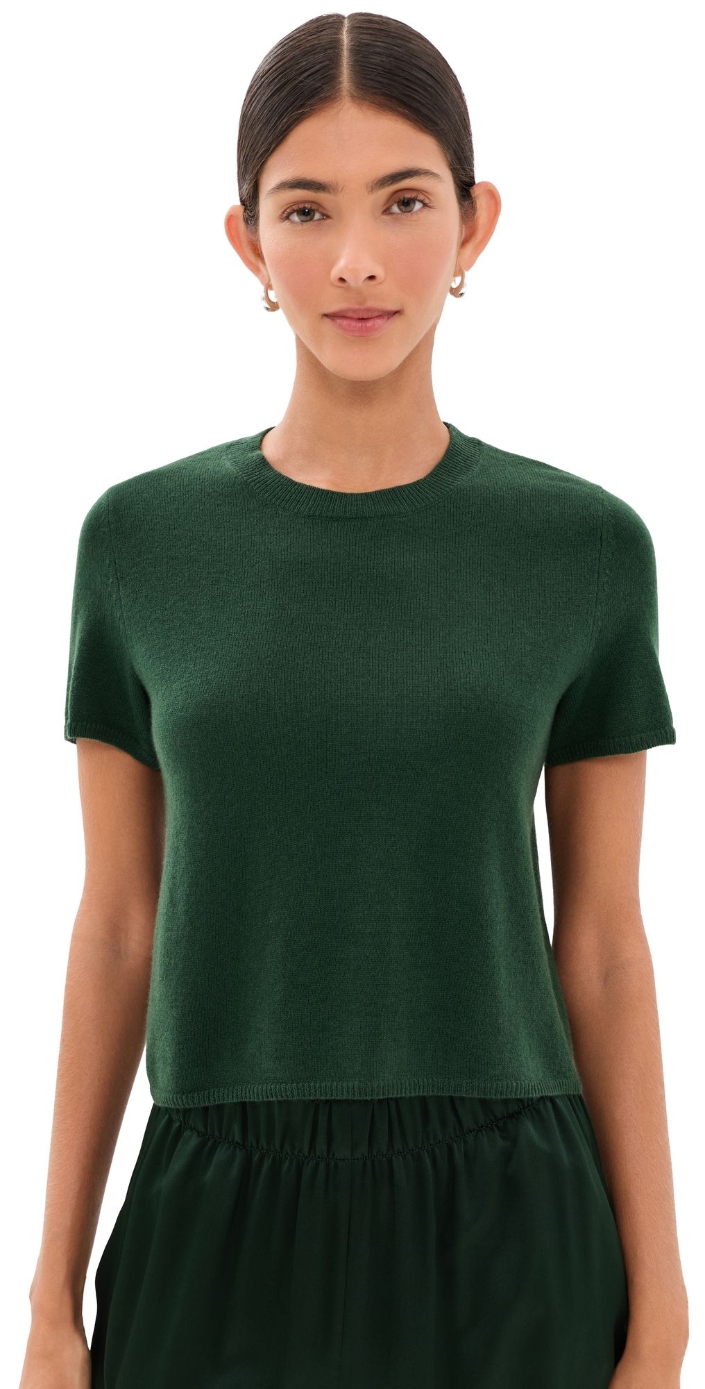 Sablyn Charleston Relaxed Cashmere Crew Neck Tee Hunter Green S