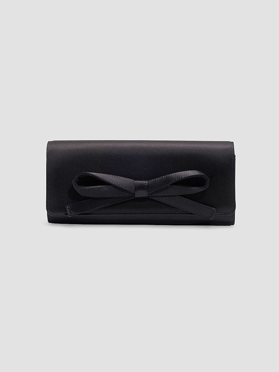 Carolina Herrera Women's Margaret Bow Satin Clutch - Black