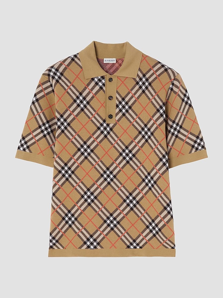 Men's Marlow Check Polo Shirt - Sand Ip Check - Size XL